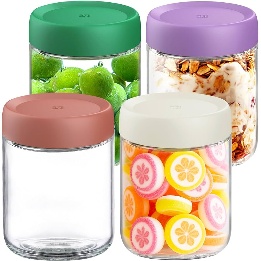 16oz Overnight Oats Containers with Lids - 4 Pack Bulk Airtight Glass Jars, Meal Prep Jars for Yo... | Amazon (US)