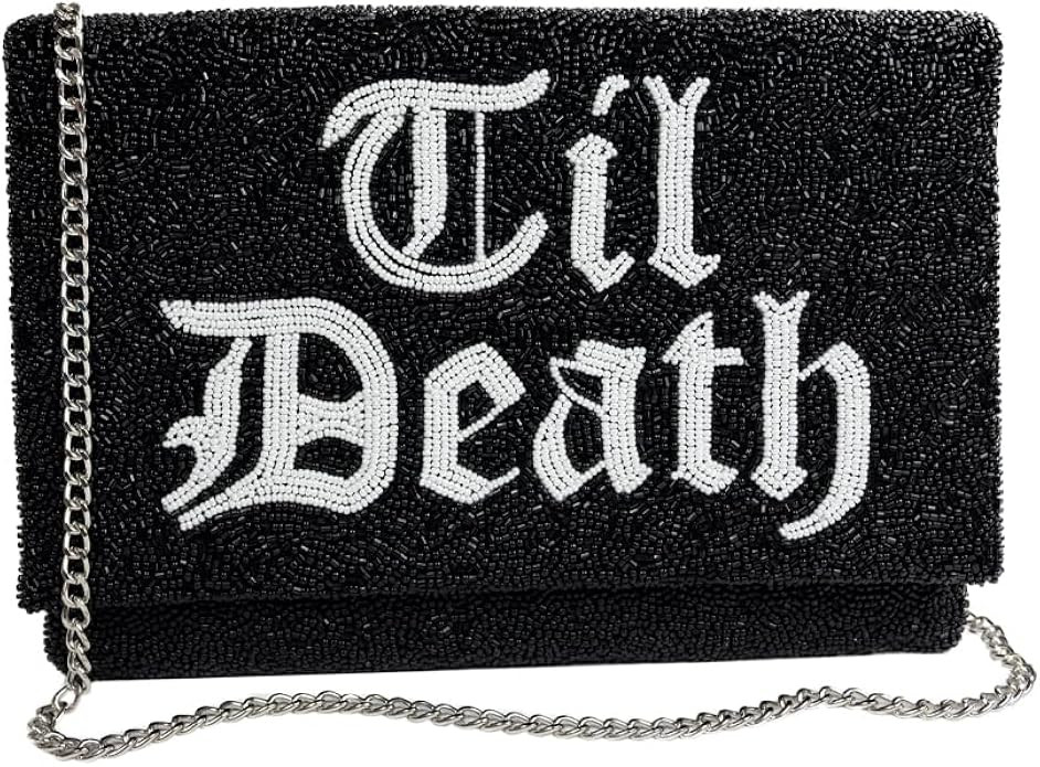 TIL DEATH Beaded Clutch Purse for Wedding Day for Bachelorette Party, Bridal Shower & Engagement ... | Amazon (US)