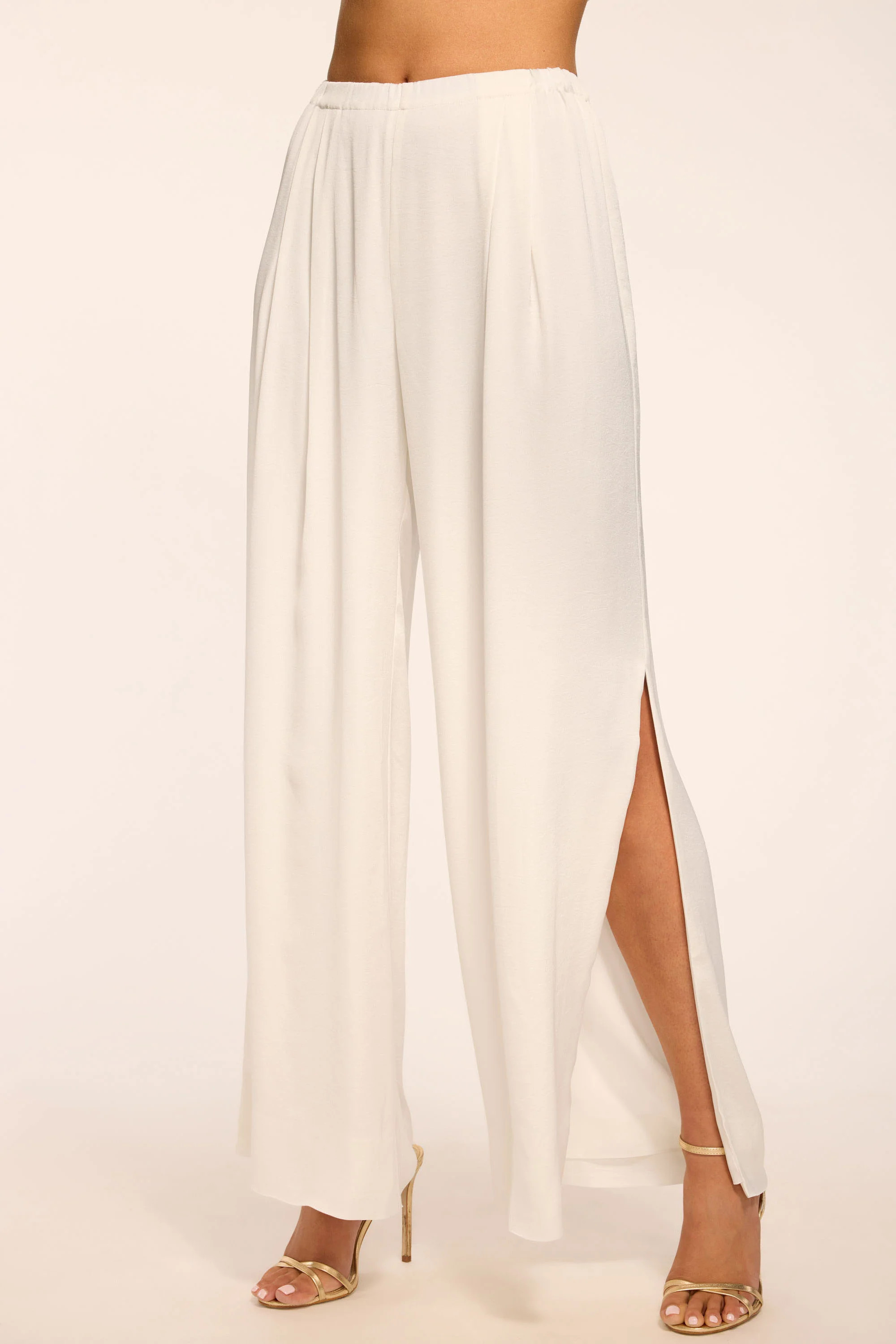 Jolie Crepe Wide Leg Pant in Ivory | Ramy Brook