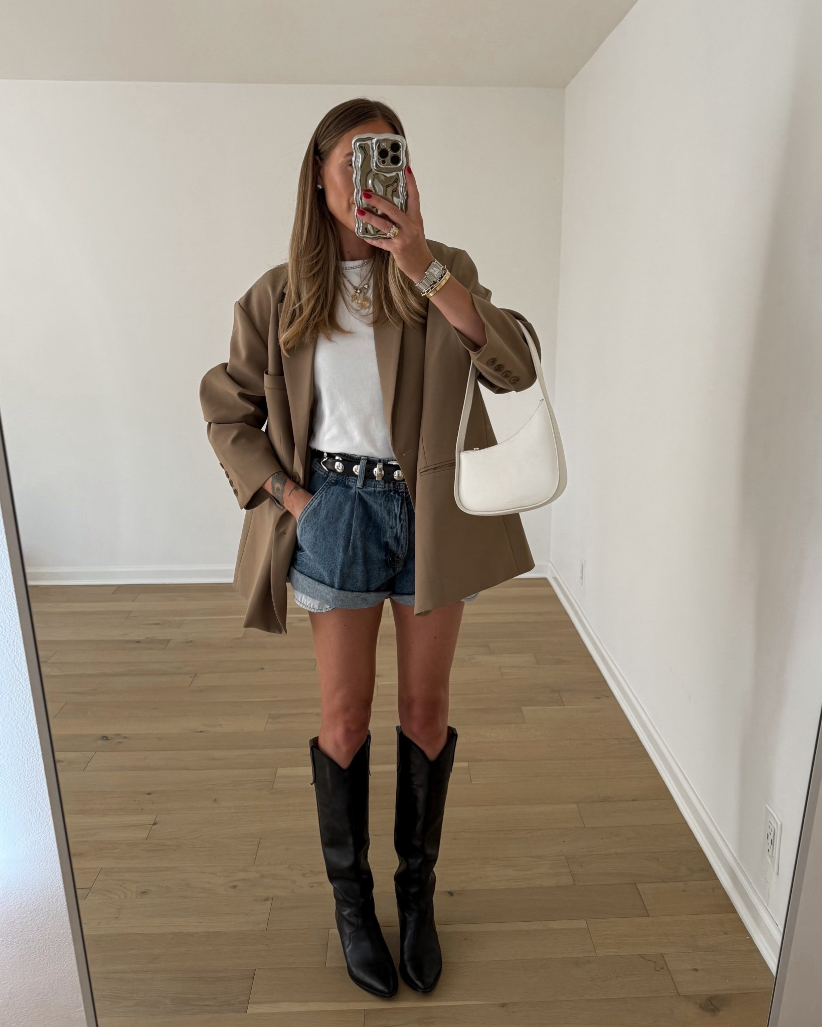 Fashion Jackson, Nashville outfit, summer outfit, western boots, blazer. 
FYI I rolled the shorts 

#LTKStyleTip #LTKFindsUnder100 #LTKOver40