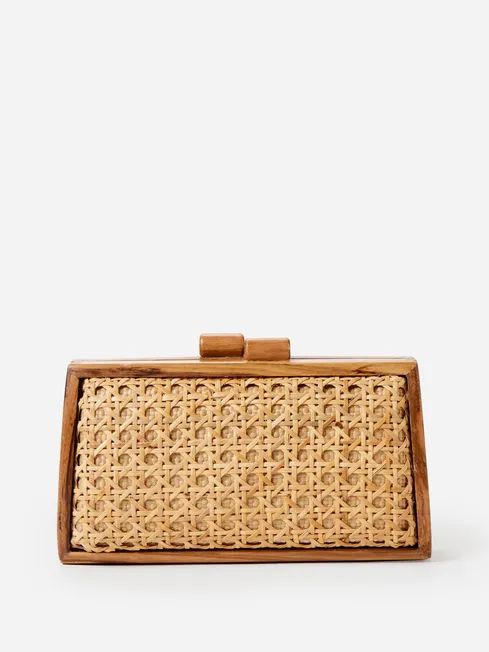 Genevieve Wood and Cane Clutch | J.McLaughlin