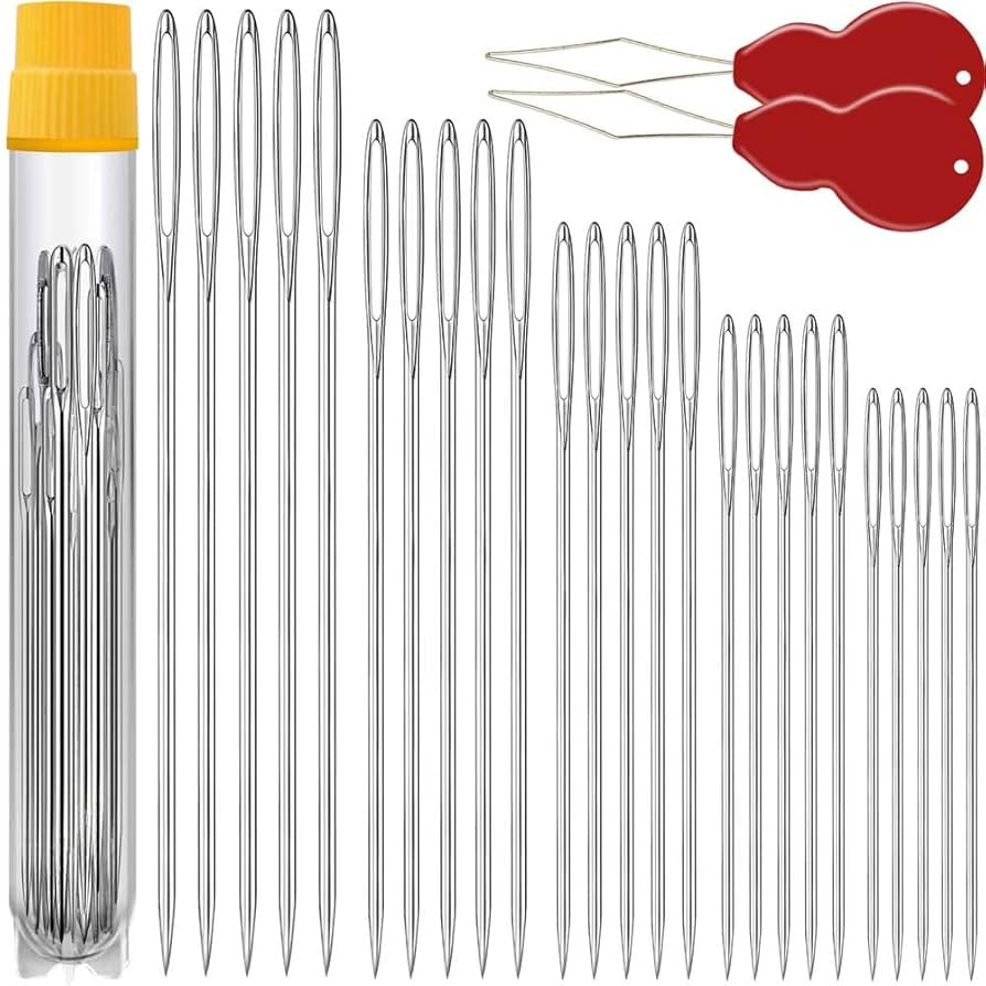 25/50 PCS Premium Large Eye Large gage Needles for Hand Sewing with 2 Needle Threaders, Assorted ... | Amazon (US)