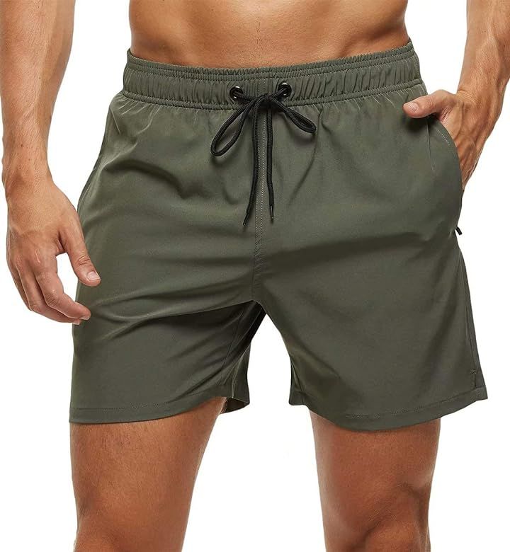 Tyhengta Men's Stretch Swim Trunks Quick Dry Beach Shorts with Zipper Pockets and Mesh Lining Arm... | Amazon (US)