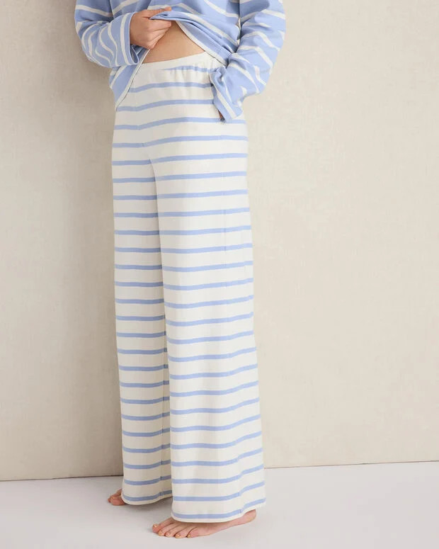 Brushed Cotton Interlock Stripe Pants | Talbots