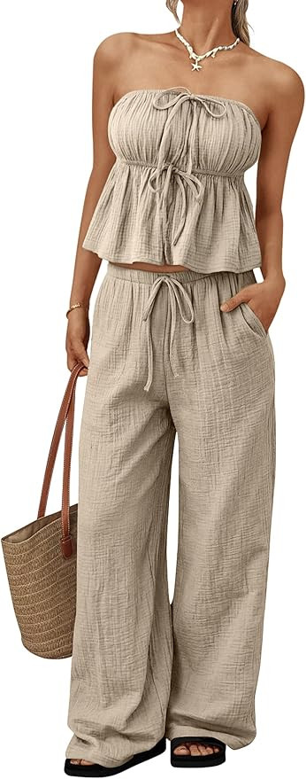 LILLUSORY 2 Piece Sets for Women Summer 2026 Vacation Travel Beach Outfits Lounge Matching Casual... | Amazon (US)