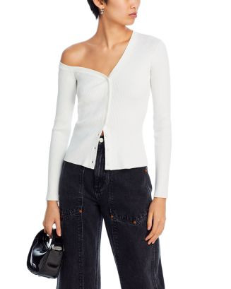 STAUD Craftsman One Shoulder Ribbed Cardigan  | Bloomingdale's Women | Bloomingdale's (US)