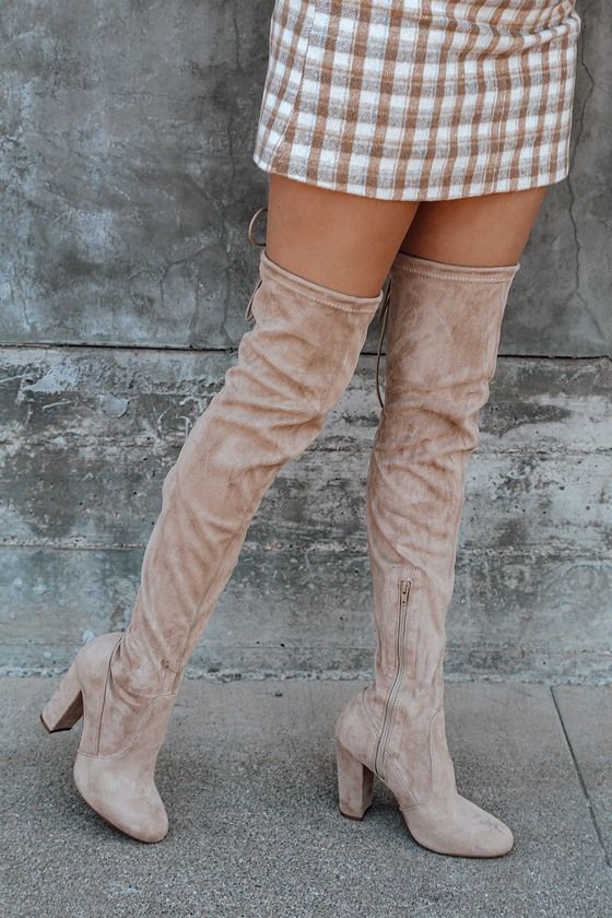 So Much Yes Light Nude Suede Over the Knee Boots | Lulus (US)