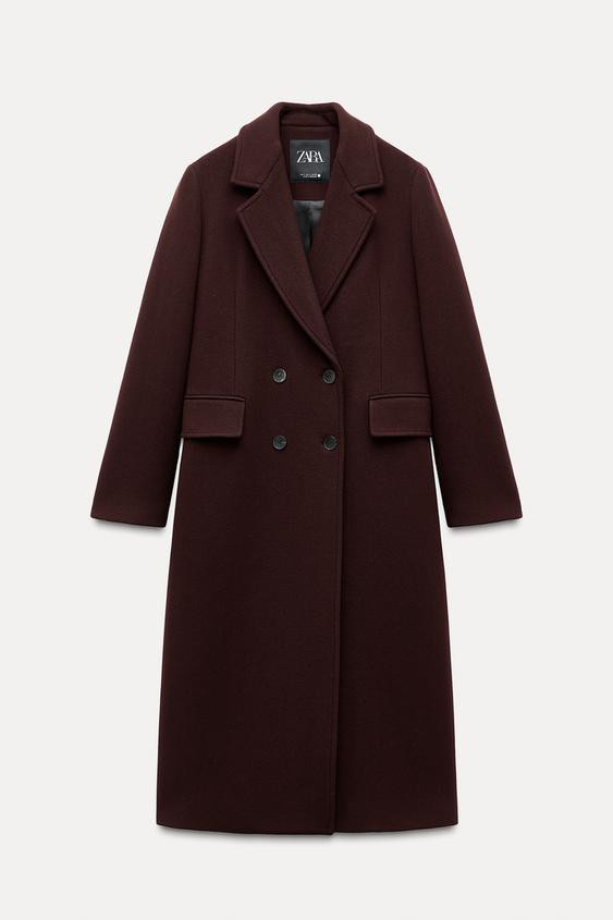 ZW COLLECTION DOUBLE-BREASTED WOOL-BLEND COAT | Zara UK