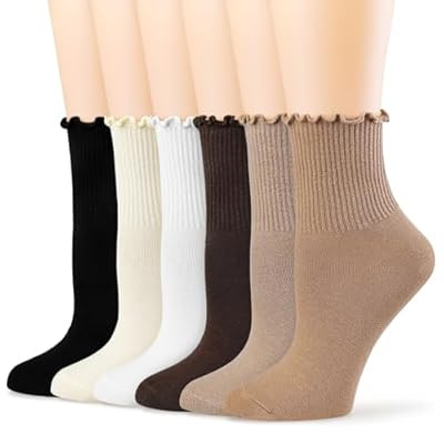 BIVOLU Womens Ankle Socks Ruffle Cotton Cute Frilly Trim Breathable Crew Ruffled So… | Amazon (US)