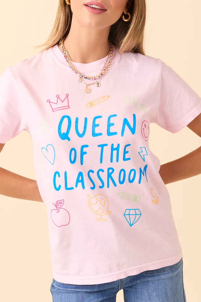 Queen Of The Classroom Light Pink Graphic Tee | Pink Lily