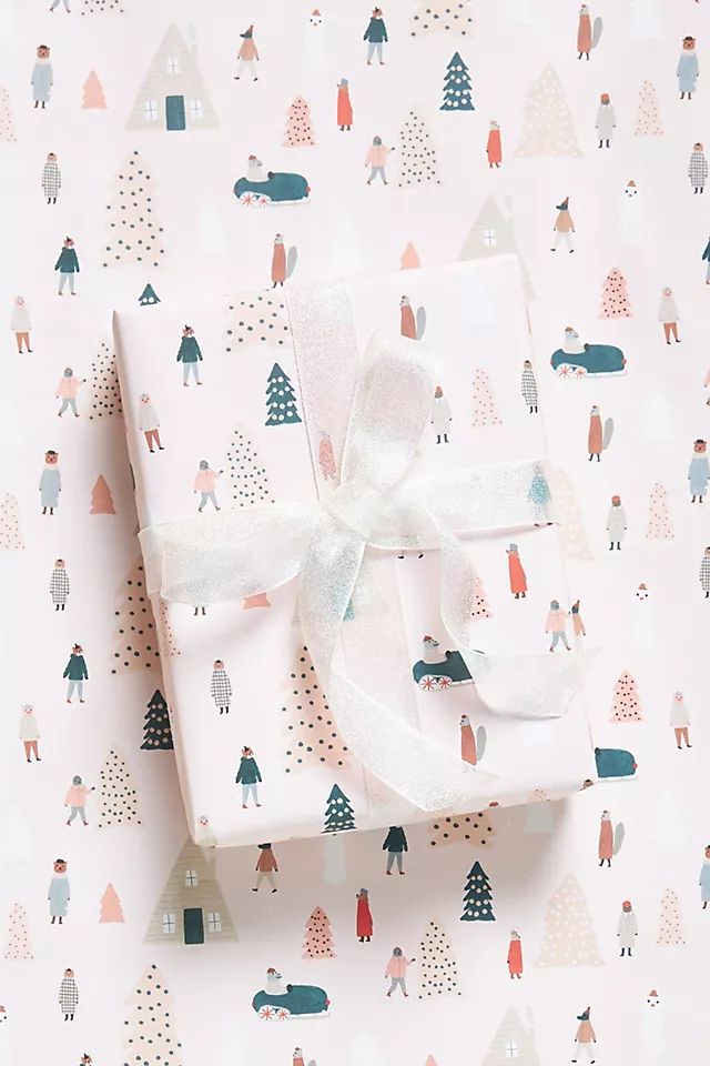 Pink Christmas Trees Wrapping Paper Roll | Anthropologie (US)