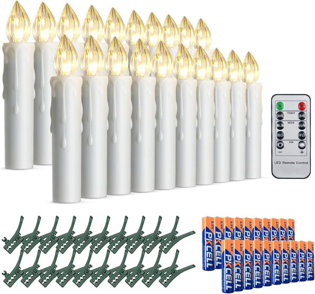 20 Pack LED Taper Candles, 4 Modes Battery Powered Flameless Waterproof Candles with Spikes Clips... | Amazon (US)