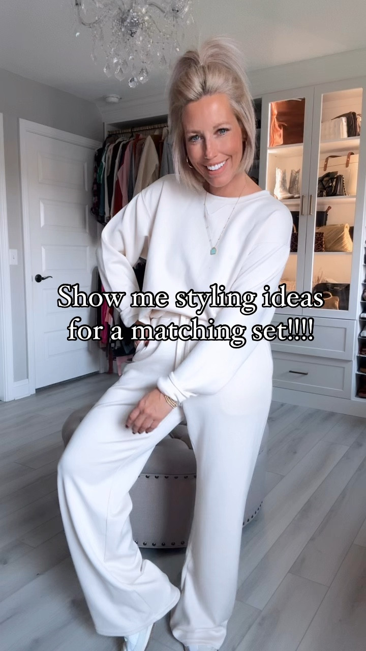 Don’t be afraid to add any and all layers that you own to elevate a lounge set!!!! It’s so fun to see what you can create!!!
⬇️⬇️⬇️
Set - wearing size small (runs roomy) color is apricot 
Vest size medium (khaki)
Everything else size small! 


#LTKWatchNow #LTKFindsUnder50 #LTKSaleAlert