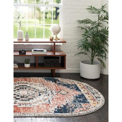 Unique Loom Tucson Collection Area Rug - Tubac (4'  x 6' Oval Rust Red/Black) | Target
