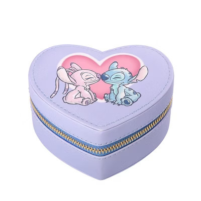 Disney Lilo and Stitch Angel Zippered Heart Shaped Jewerlry Travel Case | Target