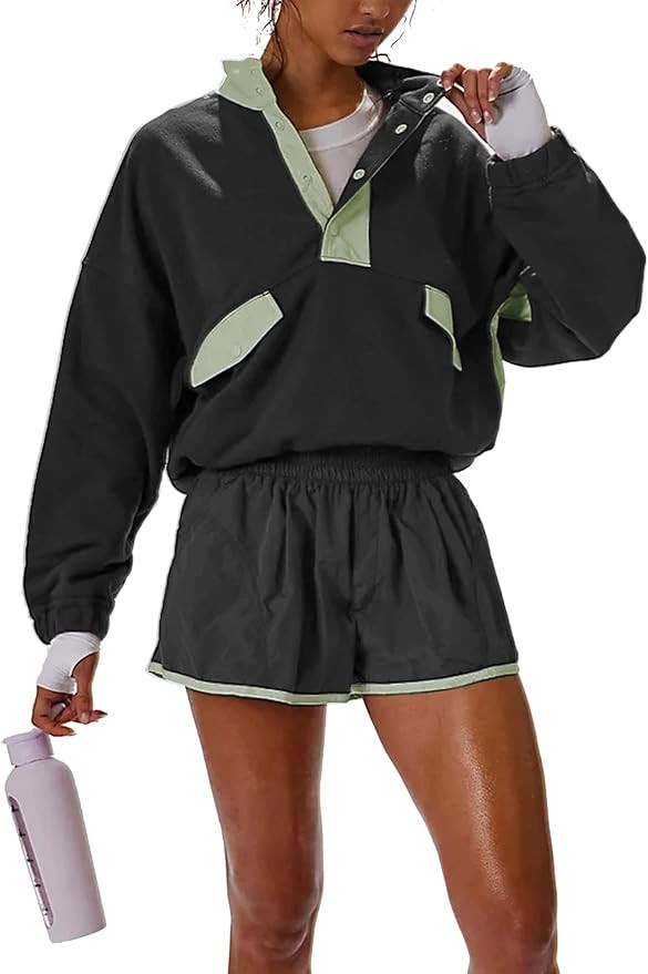 Women's Two Piece Short Sets Summer Lounge Sweatsuits Long Sleeve Outfits Travel Tracksuit with P... | Amazon (US)