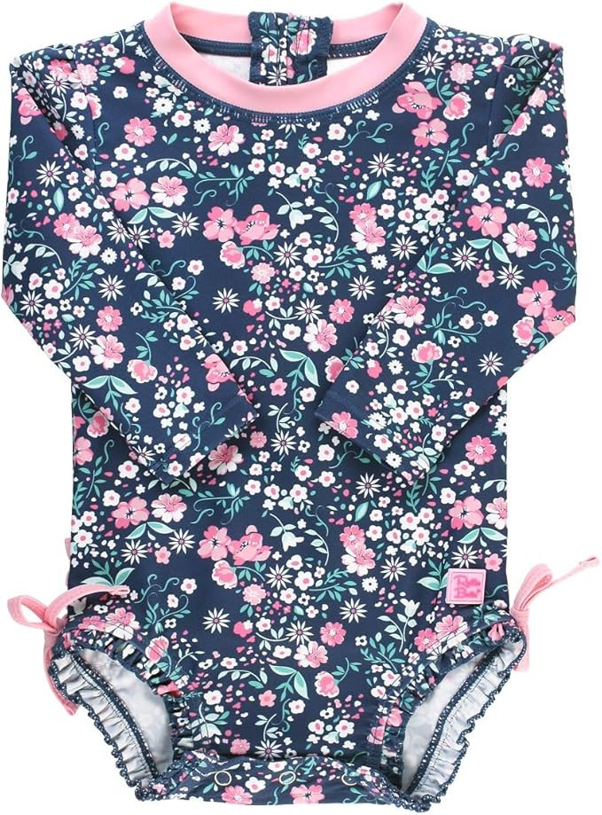 RuffleButts Baby Girls UPF 50+ Sun Protection Floral Printed Long Sleeve One Piece Rash Guard Swi... | Amazon (US)
