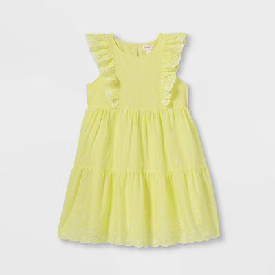 Girls' Floral Tiered Flutter Sleeve Woven Dress - Cat & Jack™ Mint | Target