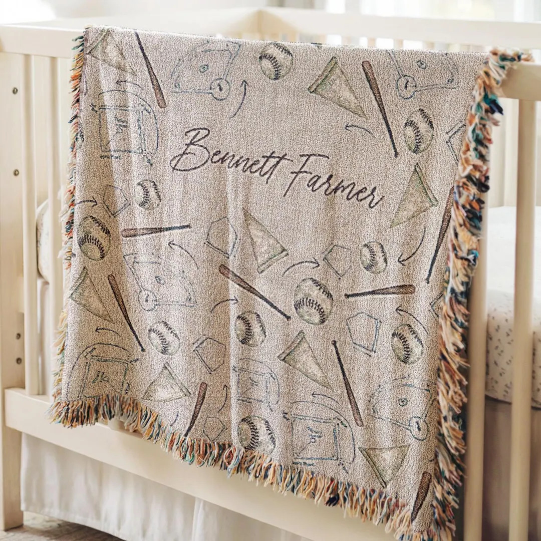 Vintage Baseball Nursery Crib Blanket Personalized Baby Blanket Boy Baseball Blanket Personalized... | Etsy (US)