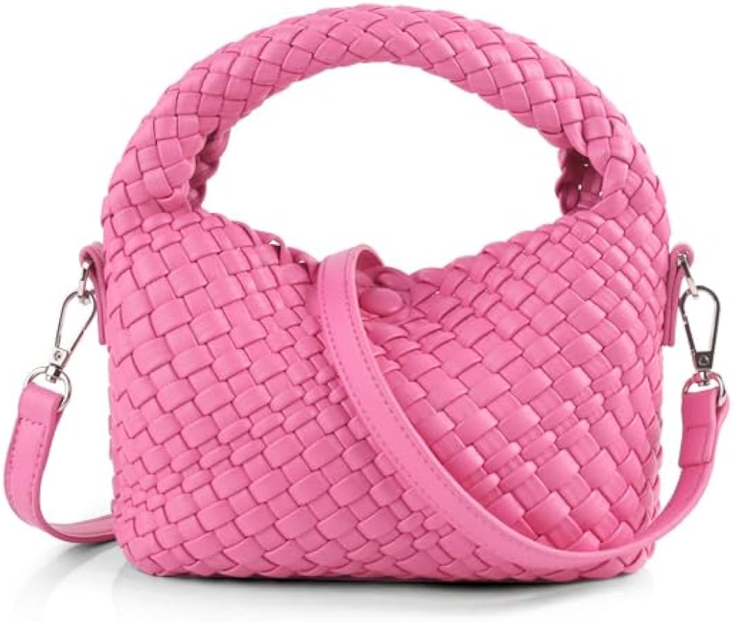 Woven Crossbody Bag Small Tote Cute Purse for Women,Top Handle Handbag Pu Leather Shoulderbag wit... | Amazon (US)
