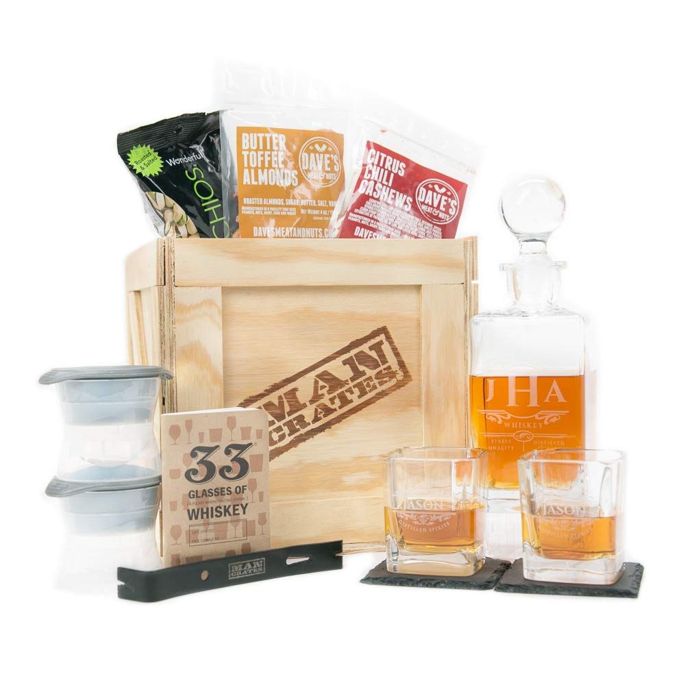 Man Crates Whiskey Appreciation Crate – Includes Personalized Hand-Made Whiskey Decanter, Glass... | Amazon (US)