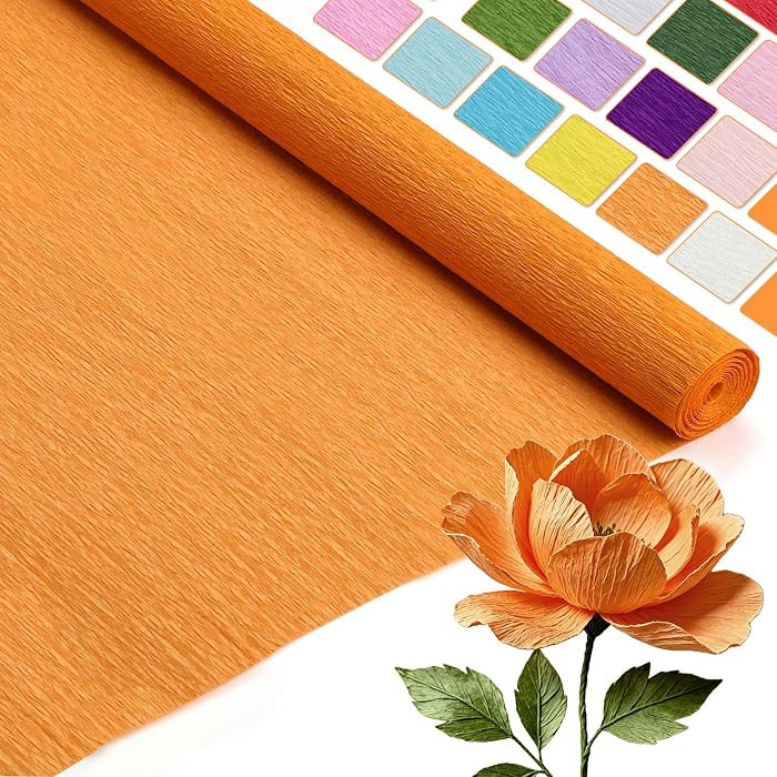 Jmuiiu Orange Crepe Paper, 17 Inch Wide 7.9ft Long Crepe Paper | Amazon (US)