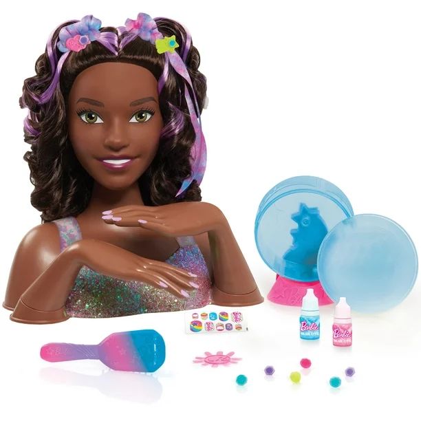 Barbie Tie-Dye Deluxe 22-Piece Styling Head, Dark Brown Hair, Includes 2 Non-Toxic Dye Colors, Pr... | Walmart (US)