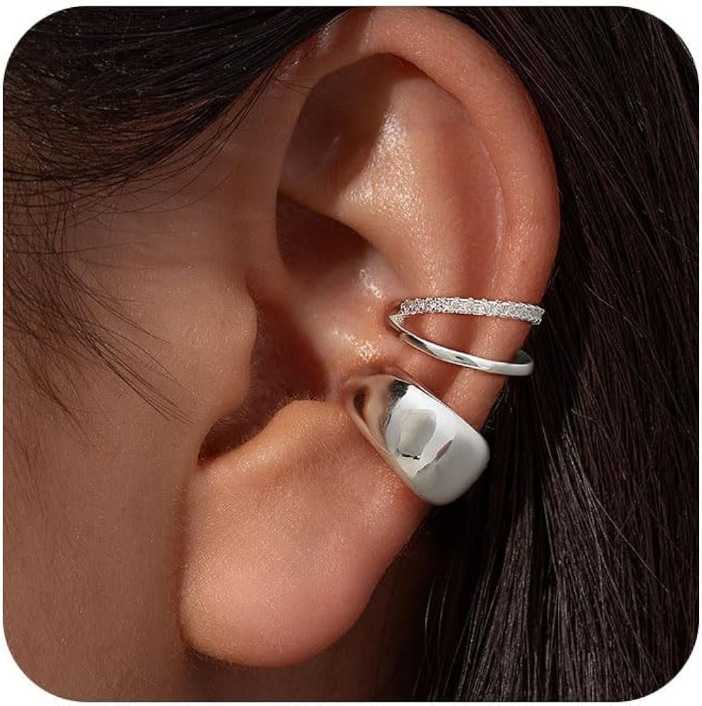 Dainty Small Ear Cuff for Women - Trendy 14K Gold Plated CZ Non Piercing Cartilage Earring Set Je... | Amazon (US)