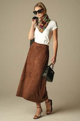 Sullivan Skirt in Chicory Suede | Duffield Lane