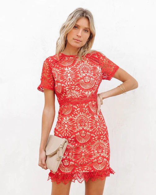 Webster Crochet Lace Mini Dress - Red | VICI