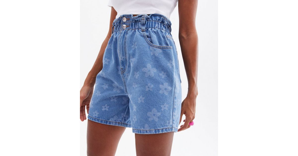 Free Spirit Blue Floral Denim High Waist Shorts
						
						Add to Saved Items
						Remove from... | New Look (UK)