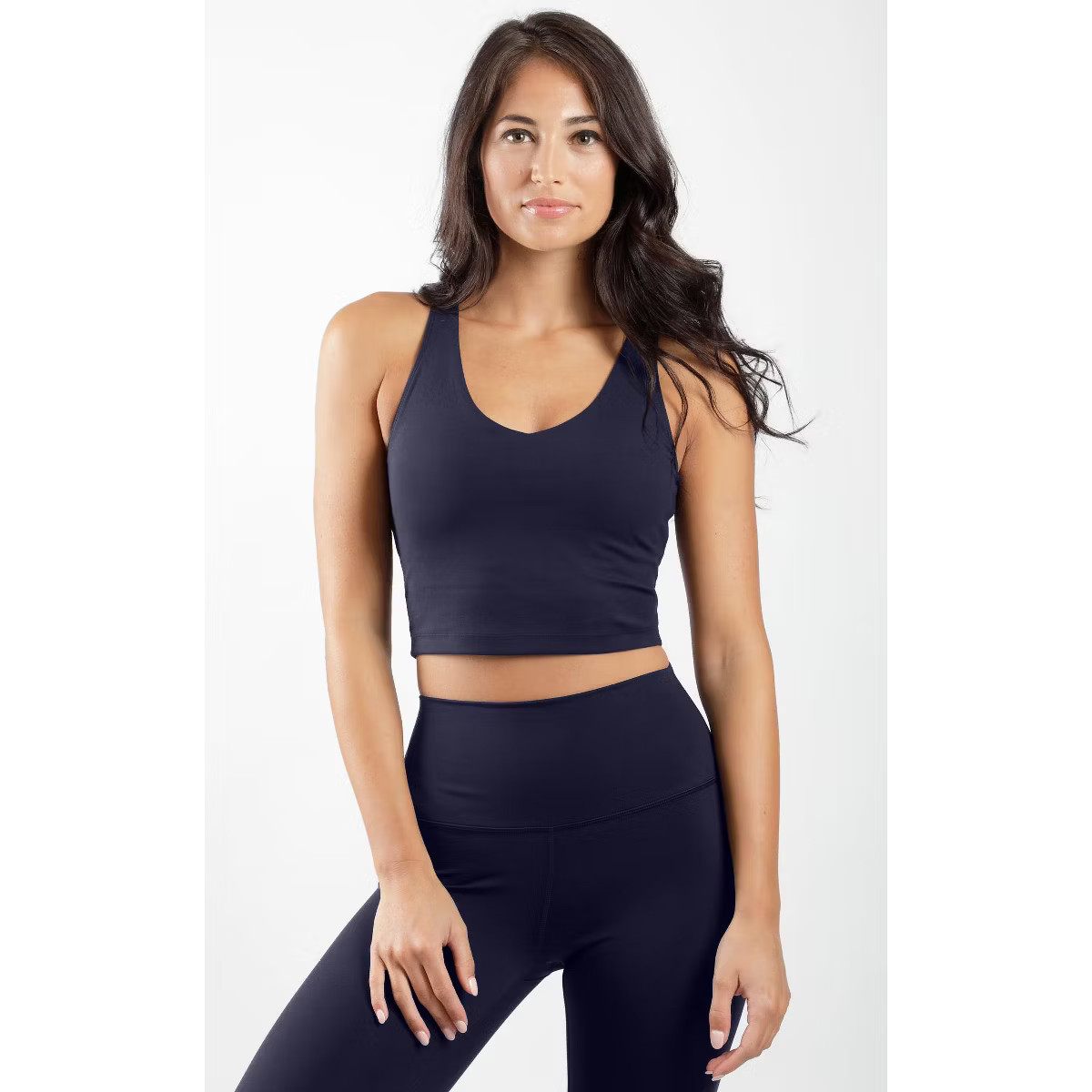 90 Degree by Reflex Womens Fitted V Neck Cropped Tank Top 
 - Dark Navy - XX Large | Target