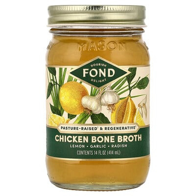 FOND Bone Broth, Chicken Bone Broth, Lemon & Garlic, 14 fl oz (414 ml) | iHerb