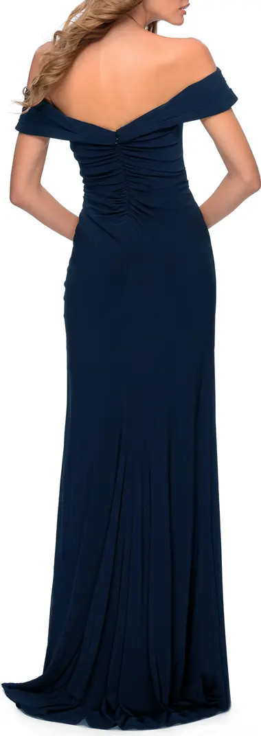 La Femme Off the Shoulder Fully Ruched Floor Length Gown | Nordstrom | Nordstrom