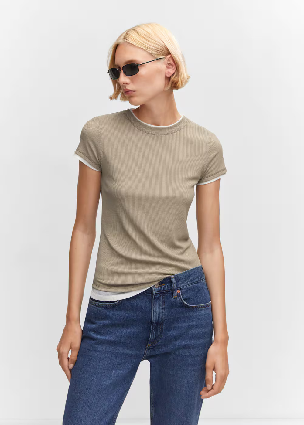 Double-layered t-shirt -  Women | Mango United Kingdom | MANGO (UK)