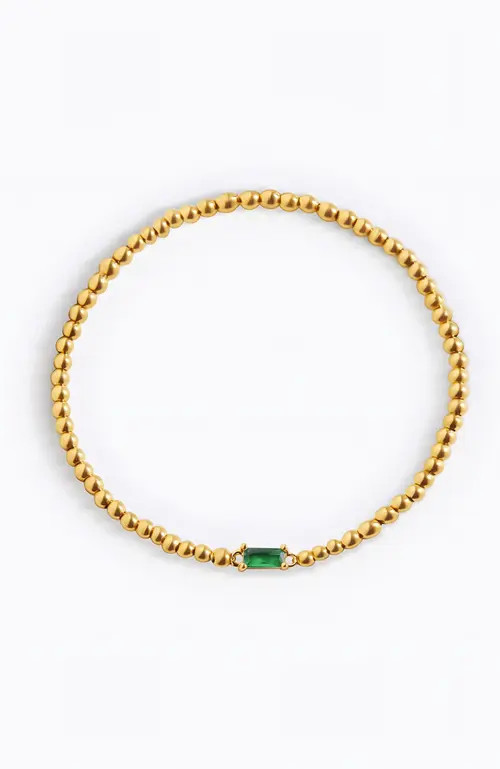Mint & Lily Gold Beaded Birthstone Bracelet in May Emerald at Nordstrom, Size 7.5 | Nordstrom