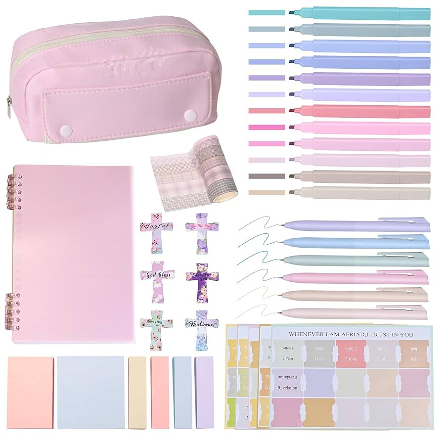 Bible Study Supplies Journaling Kit for Women Study Tools, with Pencil Case, Journal, Tabs, Highl... | Amazon (US)