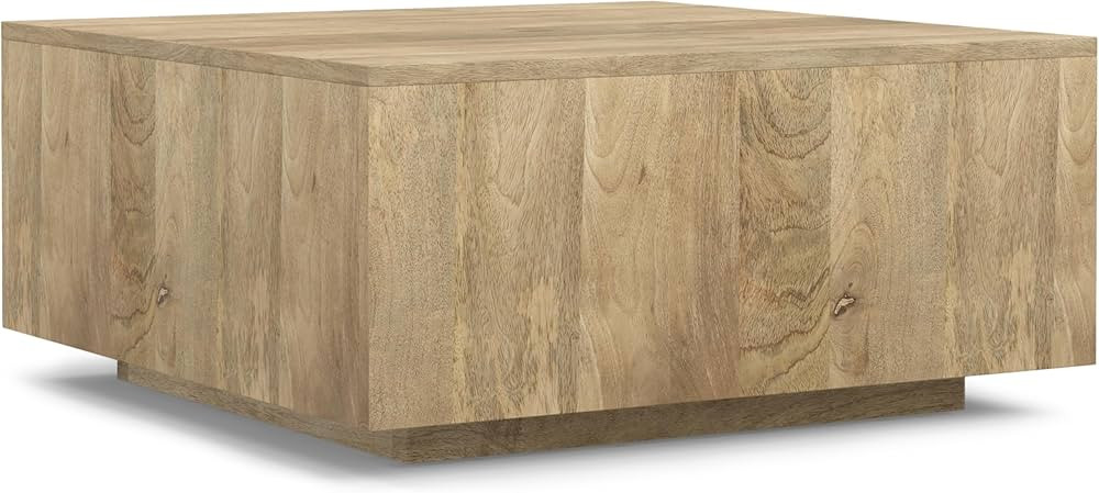 SIMPLIHOME Lockhart Solid Mango Wood 30 inch Wide Square Modern Square Coffee Table in Natural, F... | Amazon (US)