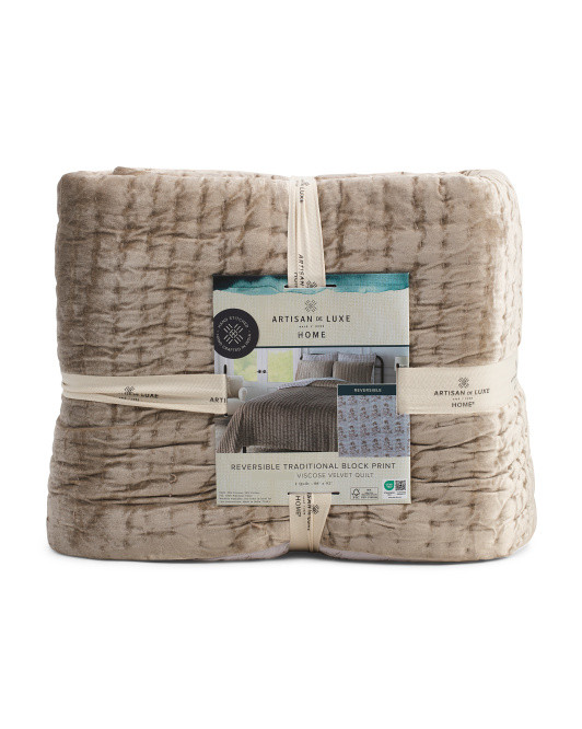 Velvet And Printed Voile Quilt | TJ Maxx