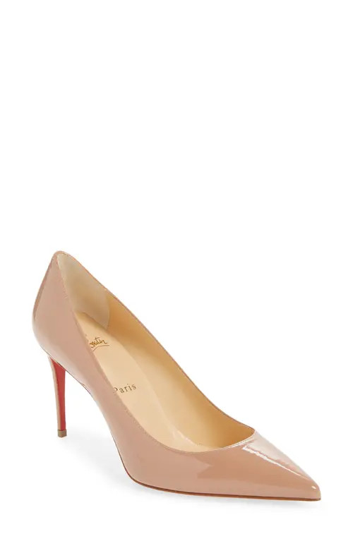 Christian Louboutin Kate Pointed Toe Patent Leather Pump in Nude at Nordstrom, Size 10.5Us | Nordstrom