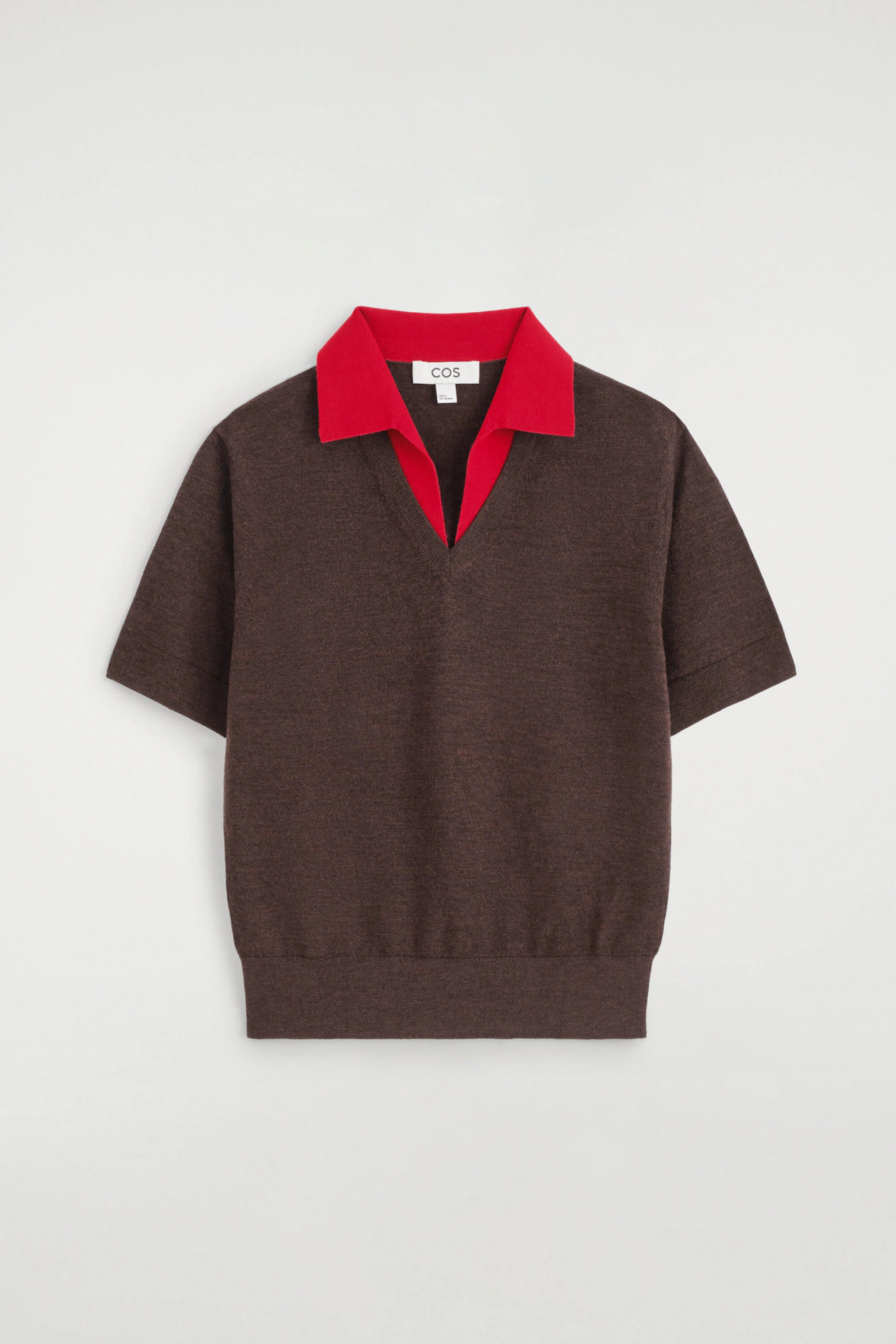 MERINO WOOL LAYERED POLO SHIRT - BROWN / RED | COS GB | COS UK
