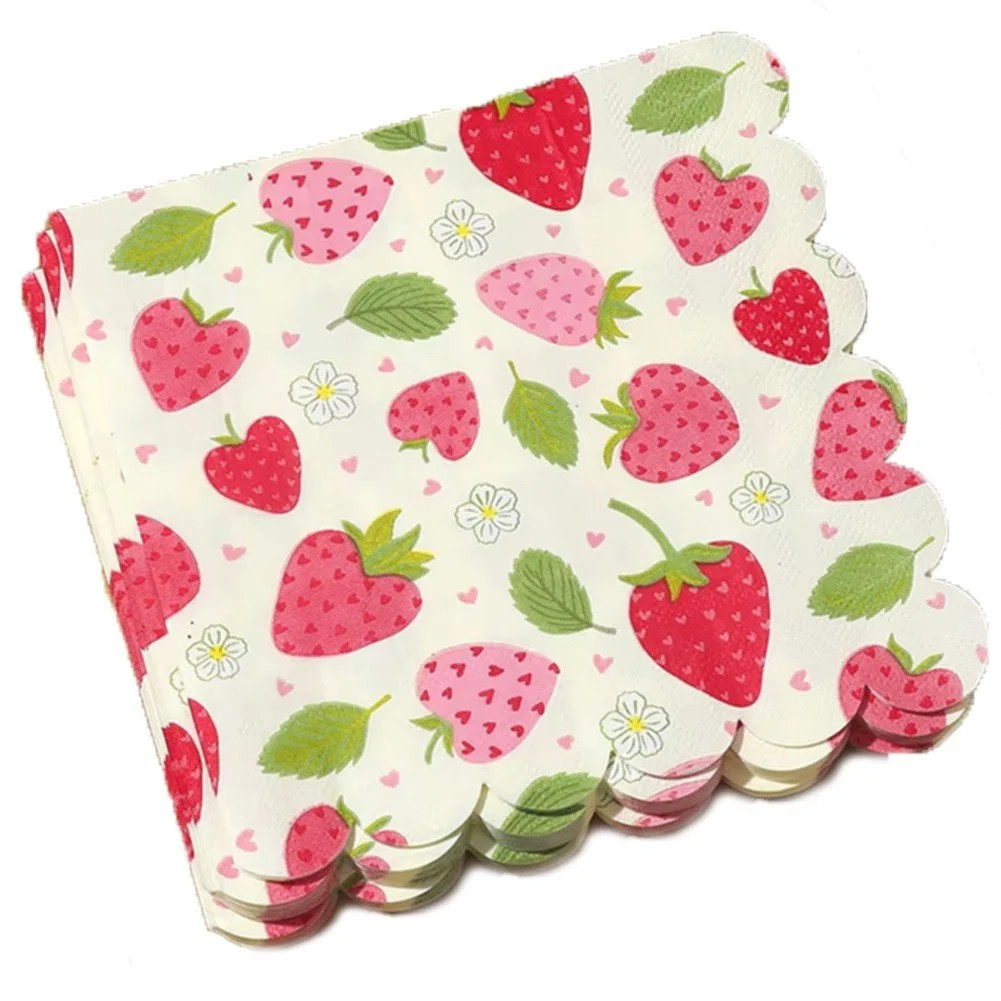 40Pcs Strawberry Paper Napkins, Strawberry Serviettes, Disposable Party Serviettes, Tissues For K... | Walmart (US)