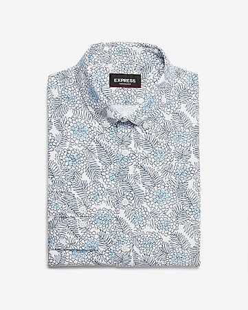 Classic Floral Print Wrinkle-resistant Performance Dress Shirt | Express