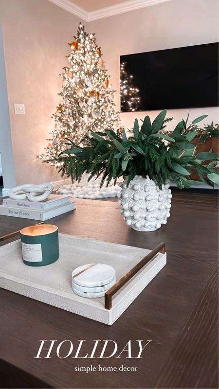 Simple holiday home decor - Christmas decor - coffee table decor - Anthropologie minka 