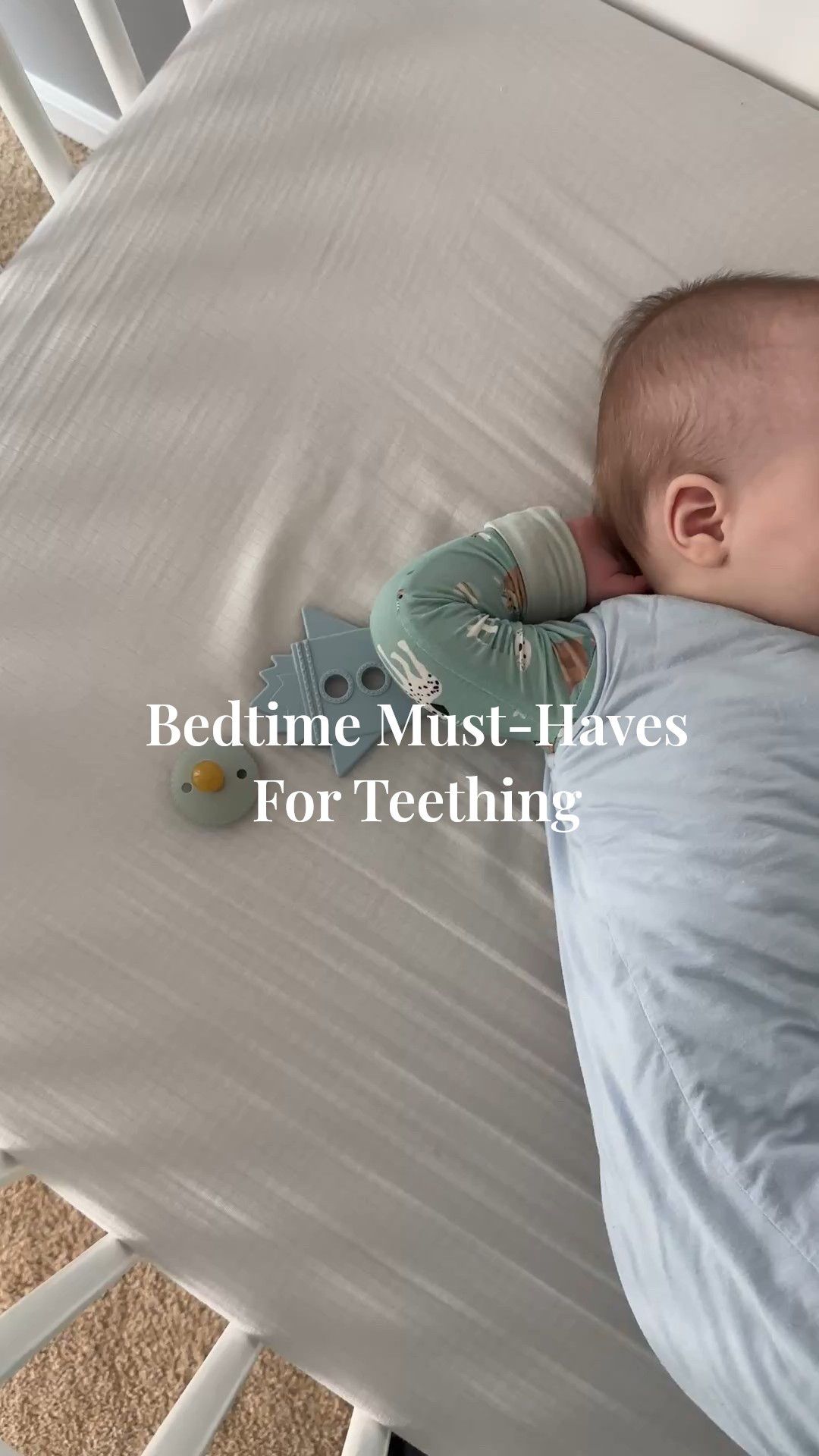 Now that our little guy is teething, we’ve added a few things to our bedtime routine that help him sleep peacefully and comfortably…including sleeping with his Sophie giraffe teether and rocket ship teether. 🥰

#LTKKids #LTKBaby #LTKFamily
