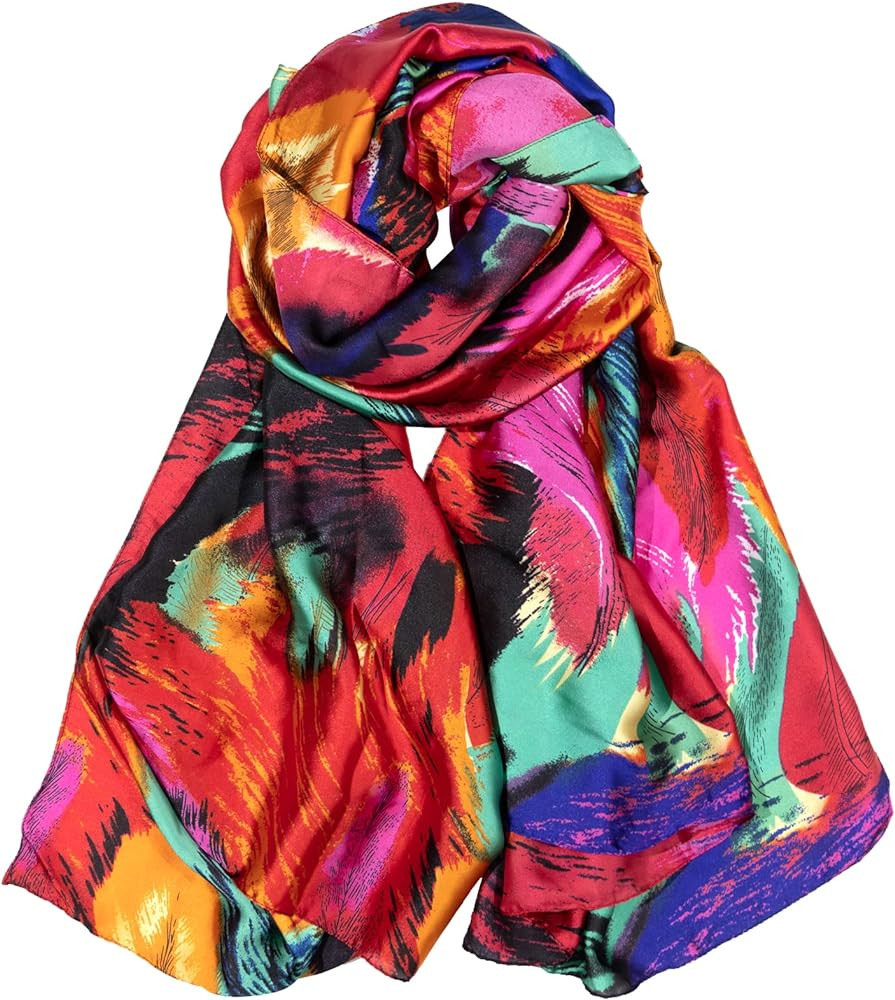 Bestshe Silk Feeling Long Scarf Fashion Floral Large Scarf Satin Shawl Wraps for Women with Gift ... | Amazon (US)