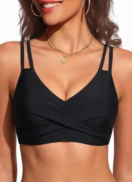 Women Underwire Bikini Top Only - Push Up Bathing Suit Top Twist Front Swimsuit | Amazon (US)