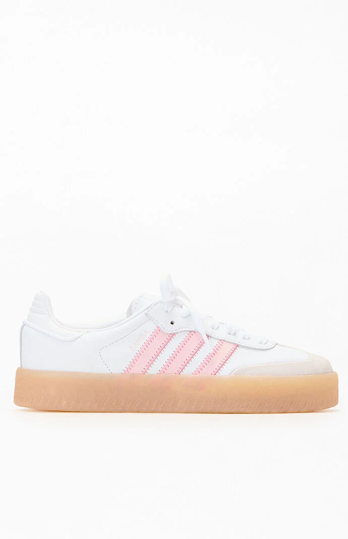 Adidas Women's White & Pink Samba Sneakers in White/Pink - Size 7.5 | PacSun