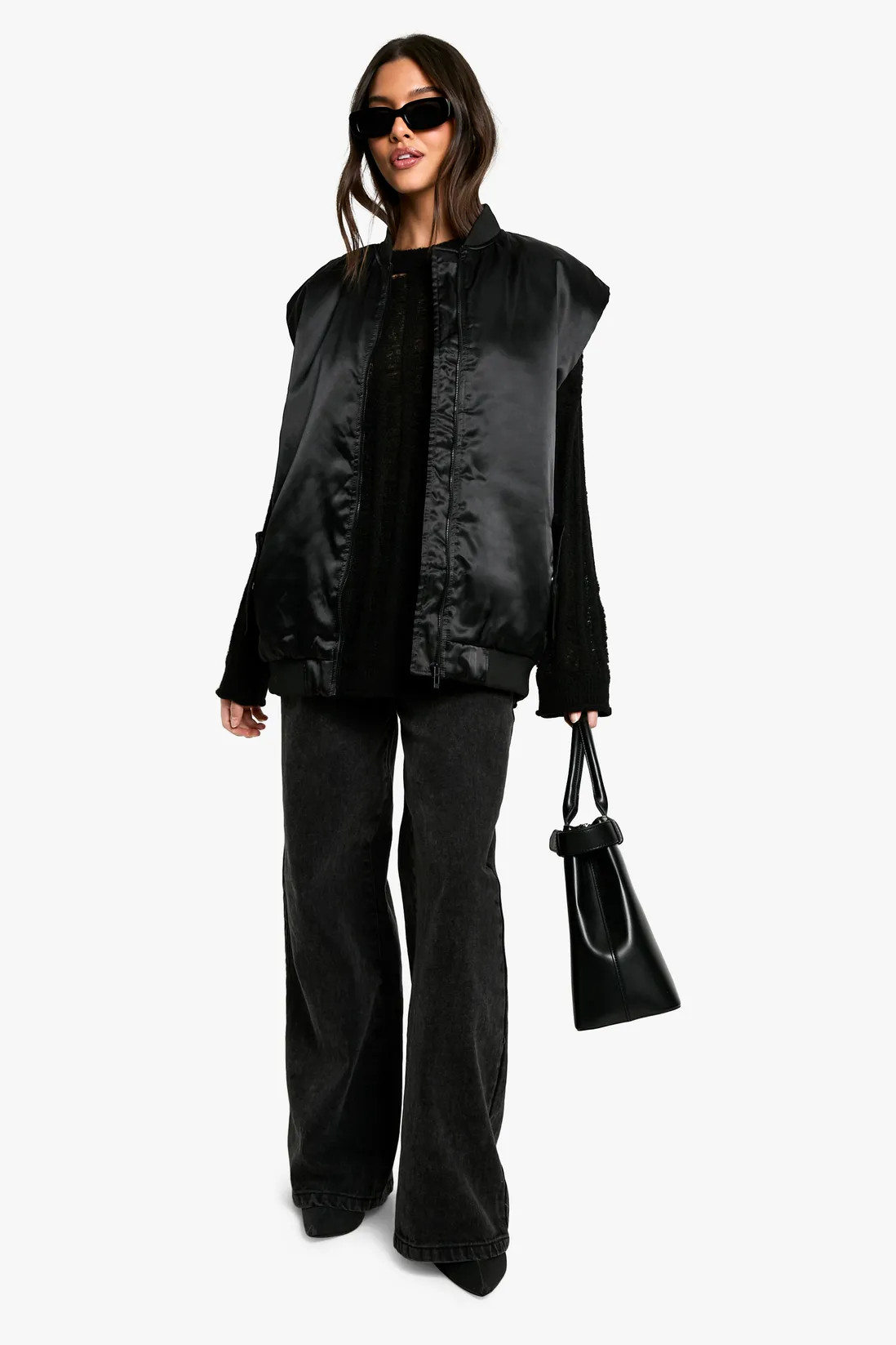 Oversized Gilet Satin Bomber Jacket | boohoo (US & Canada)