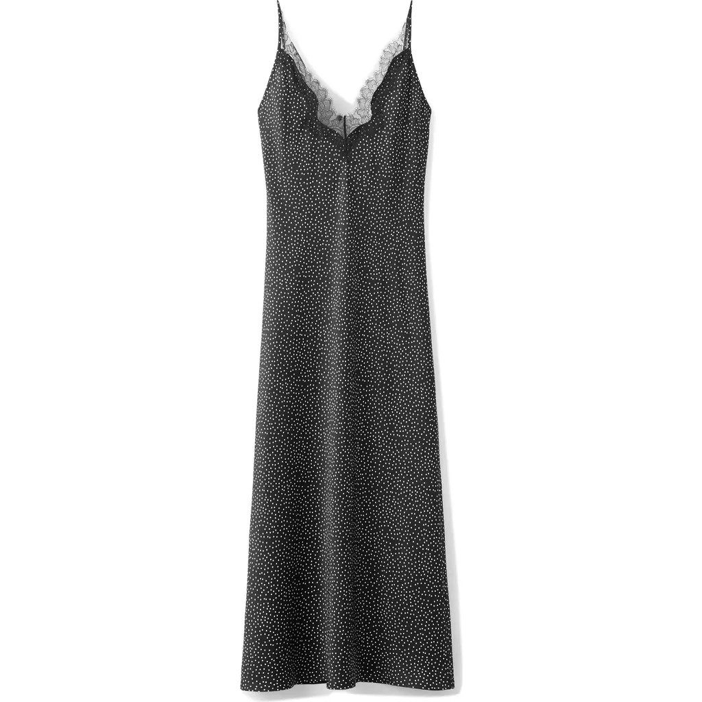 MANGO Lace & Polka Dot Slipdress in Black at Nordstrom, Size 6 | Nordstrom